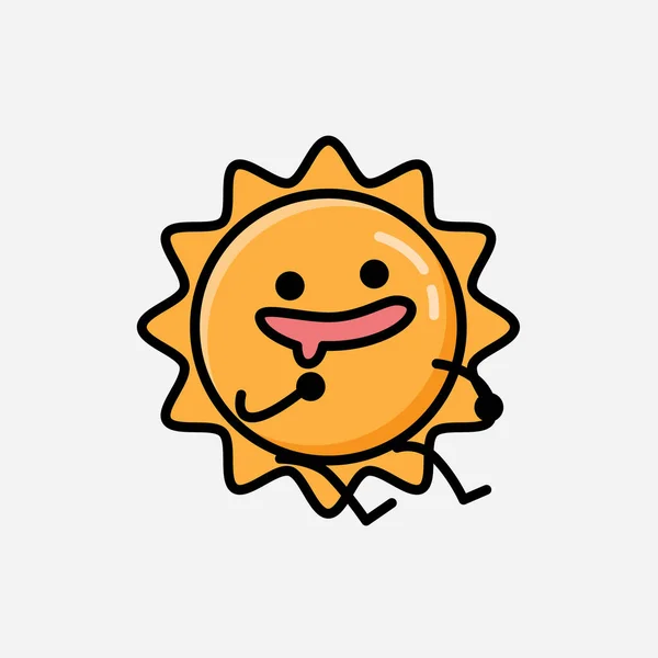 Ilustrace Cute Sun Maskot Vektorový Znak Plochém Stylu Designu — Stockový vektor