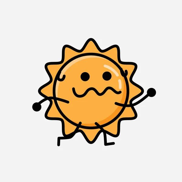 Een Illustratie Van Schattige Zon Mascotte Vector Karakter Vlakke Ontwerp — Stockvector