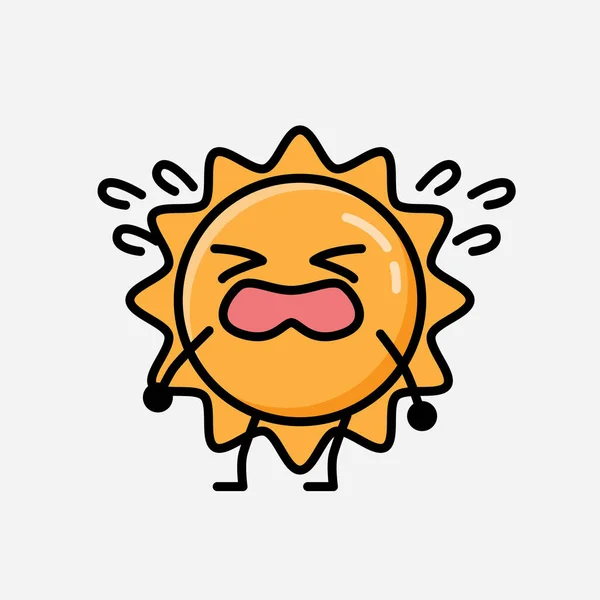 Flat Design Style Cute Sun Mascot Vector Character — 스톡 벡터