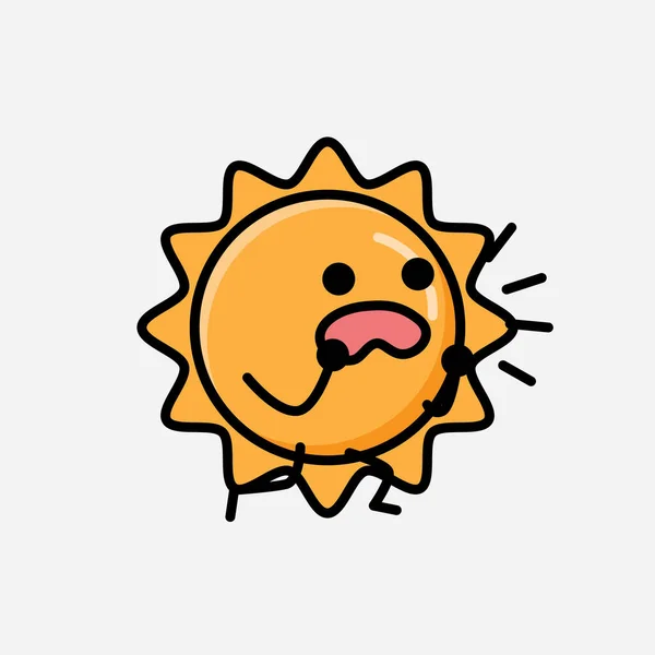 Een Illustratie Van Schattige Zon Mascotte Vector Karakter Vlakke Ontwerp — Stockvector