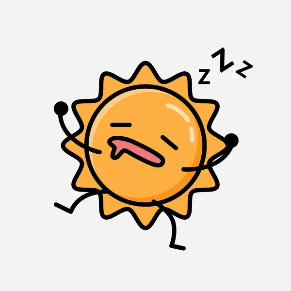 Sebuah Ilustrasi Dari Cute Sun Maskot Vektor Karakter Dalam Gaya - Stok Vektor