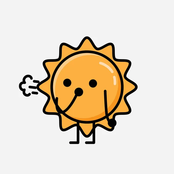 Een Illustratie Van Schattige Zon Mascotte Vector Karakter Vlakke Ontwerp — Stockvector