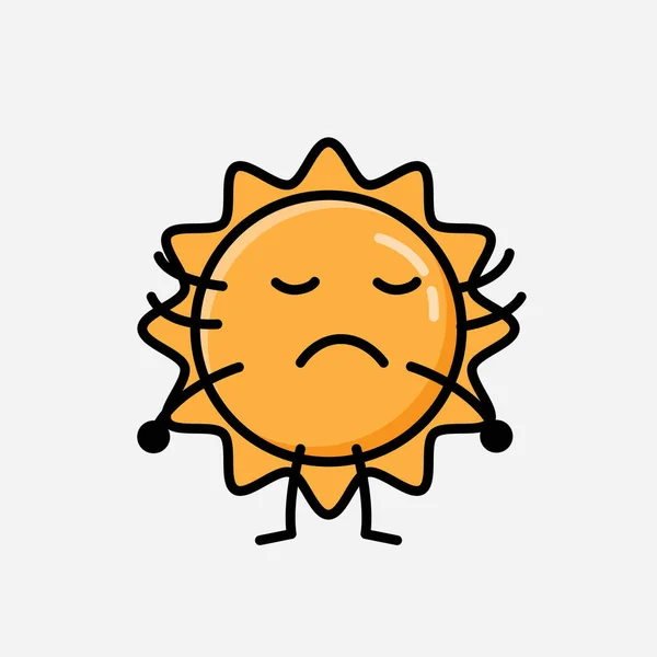 平面设计风格中可爱的太阳吉祥物矢量人物图解 — 图库矢量图片