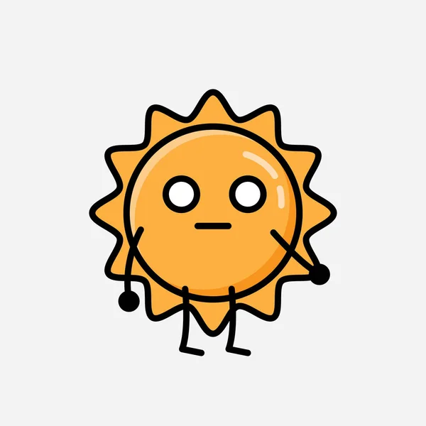 Een Illustratie Van Schattige Zon Mascotte Vector Karakter Vlakke Ontwerp — Stockvector