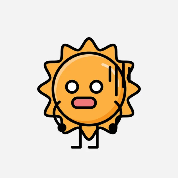 Ilustrace Cute Sun Maskot Vektorový Znak Plochém Stylu Designu — Stockový vektor
