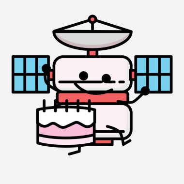 Düz Tasarım Biçimli Şirin Uydu Anteni Maskot Vektör Karakteri