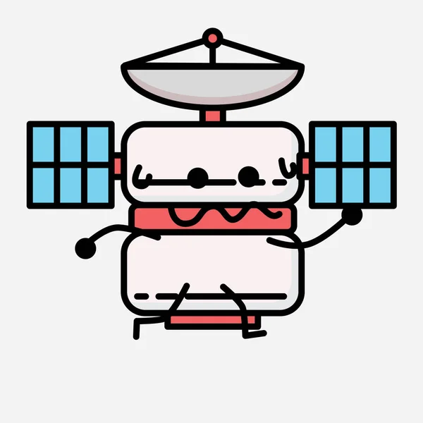 Ilustracja Cute Satellite Antena Wektor Znak Maskotki Stylu Flat Design — Wektor stockowy