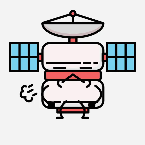 Μια Απεικόνιση Του Χαριτωμένο Δορυφορικό Antenna Mascot Χαρακτήρα Διάνυσμα Επίπεδο — Διανυσματικό Αρχείο