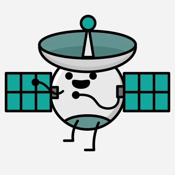 Μια Απεικόνιση Του Χαριτωμένο Δορυφορικό Antenna Mascot Χαρακτήρα Διάνυσμα Επίπεδο — Διανυσματικό Αρχείο