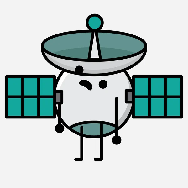 Eine Illustration Des Niedlichen Maskottchen Vektorcharakters Der Satellitenantenne Flachen Design — Stockvektor