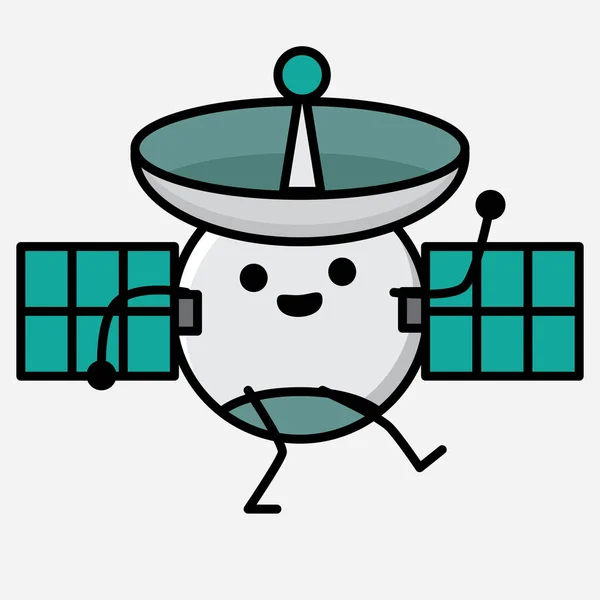 Een Illustratie Van Schattige Satelliet Antenne Mascotte Vector Karakter Vlakke — Stockvector