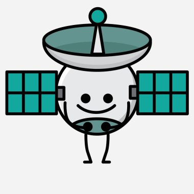 Düz Tasarım Biçimli Şirin Uydu Anteni Maskot Vektör Karakteri