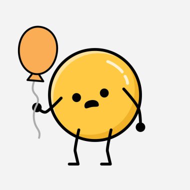 Düz Tasarım Biçimli Şirin Sarı Duygu Maskotu Vektör Karakteri