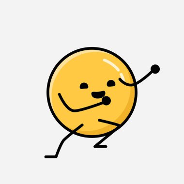 Düz Tasarım Biçimli Şirin Sarı Duygu Maskotu Vektör Karakteri