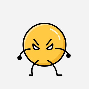 Düz Tasarım Biçimli Şirin Sarı Duygu Maskotu Vektör Karakteri