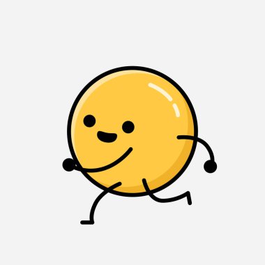 Düz Tasarım Biçimli Şirin Sarı Duygu Maskotu Vektör Karakteri