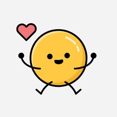 Düz Tasarım Biçimli Şirin Sarı Duygu Maskotu Vektör Karakteri