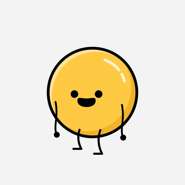 Eine Illustration Von Cute Yellow Emoticon Mascot Vector Character Flachen — Stockvektor