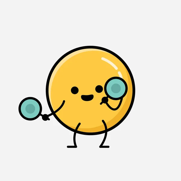 Eine Illustration Von Cute Yellow Emoticon Mascot Vector Character Flachen — Stockvektor