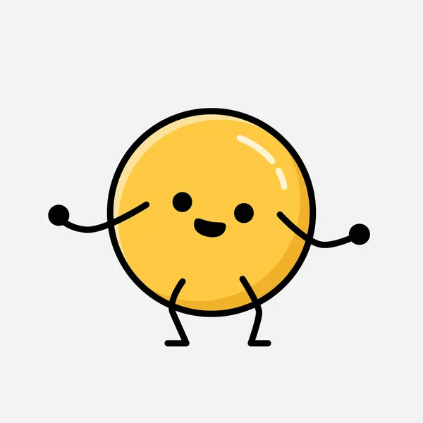 Eine Illustration Von Cute Yellow Emoticon Mascot Vector Character Flachen — Stockvektor