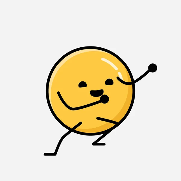 Eine Illustration Von Cute Yellow Emoticon Mascot Vector Character Flachen — Stockvektor