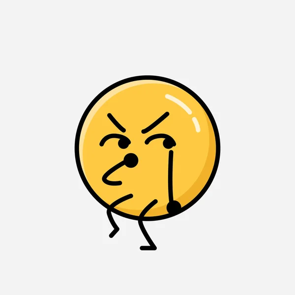 Uma Ilustração Cute Yellow Emoticon Mascot Vector Character Estilo Design — Vetor de Stock