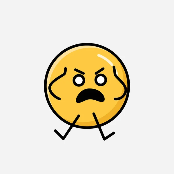 Een Illustratie Van Schattig Geel Emoticon Mascotte Vector Karakter Vlakke — Stockvector