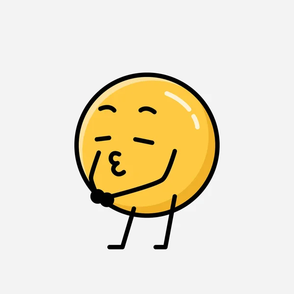 Egy Illusztráció Aranyos Sárga Emoticon Kabala Vektor Karakter Lapos Design — Stock Vector