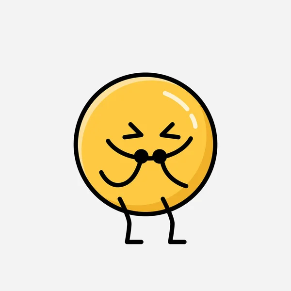 Uma Ilustração Cute Yellow Emoticon Mascot Vector Character Estilo Design —  Vetores de Stock