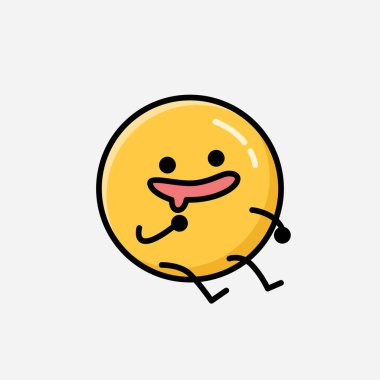 Düz Tasarım Biçimli Şirin Sarı Duygu Maskotu Vektör Karakteri