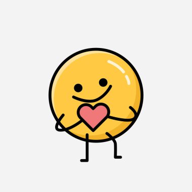 Düz Tasarım Biçimli Şirin Sarı Duygu Maskotu Vektör Karakteri