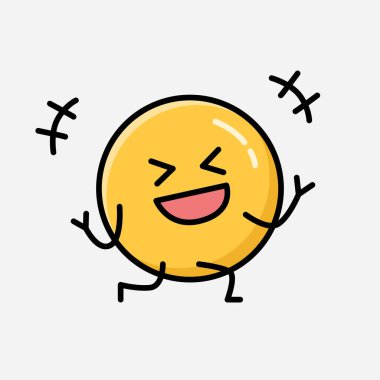 Düz Tasarım Biçimli Şirin Sarı Duygu Maskotu Vektör Karakteri