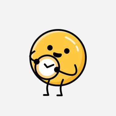 Düz Tasarım Biçimli Şirin Sarı Duygu Maskotu Vektör Karakteri