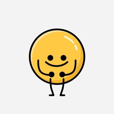 Düz Tasarım Biçimli Şirin Sarı Duygu Maskotu Vektör Karakteri