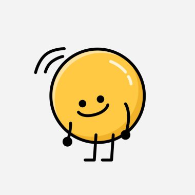 Düz Tasarım Biçimli Şirin Sarı Duygu Maskotu Vektör Karakteri