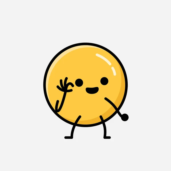 Uma Ilustração Cute Yellow Emoticon Mascot Vector Character Estilo Design —  Vetores de Stock