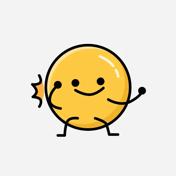 Μια Απεικόνιση Του Χαριτωμένο Κίτρινο Emoticon Mascot Χαρακτήρα Διάνυσμα Επίπεδο — Διανυσματικό Αρχείο