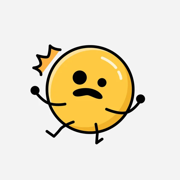 Een Illustratie Van Schattig Geel Emoticon Mascotte Vector Karakter Vlakke — Stockvector