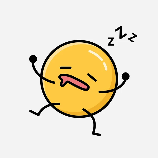 Μια Απεικόνιση Του Χαριτωμένο Κίτρινο Emoticon Mascot Χαρακτήρα Διάνυσμα Επίπεδο — Διανυσματικό Αρχείο