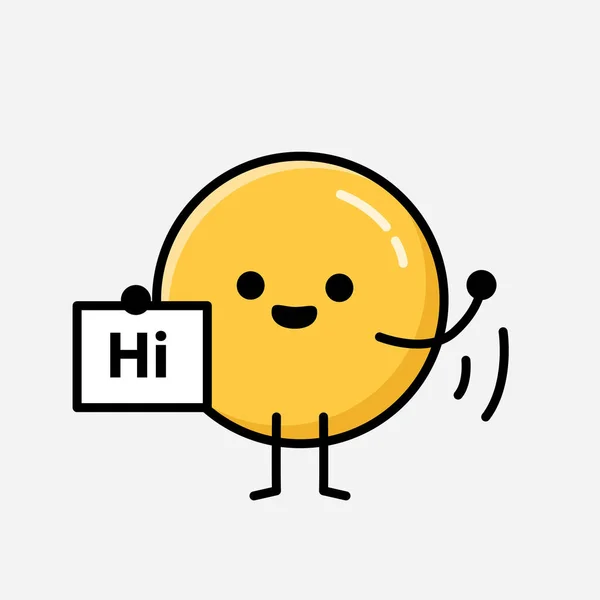 Uma Ilustração Cute Yellow Emoticon Mascot Vector Character Estilo Design —  Vetores de Stock