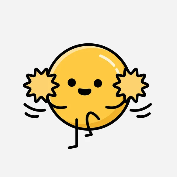 Eine Illustration Von Cute Yellow Emoticon Mascot Vector Character Flachen — Stockvektor