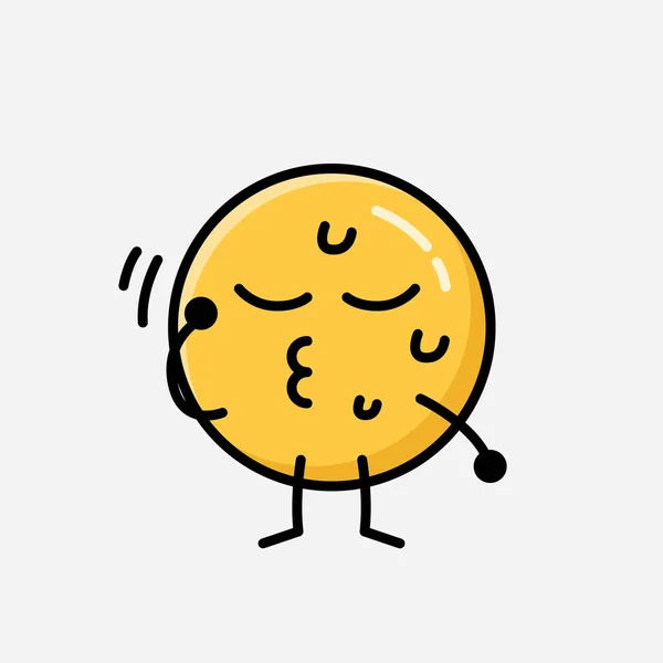 Sebuah Ilustrasi Dari Cute Yellow Emoticon Mascot Vector Character Flat - Stok Vektor