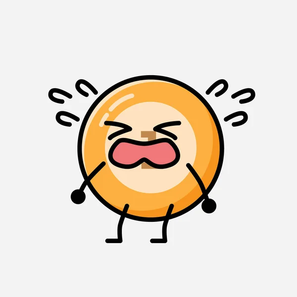 Illustration Cute Yellow Billiard Ball Mascot Vector Character Flat Design — Stock Vector
