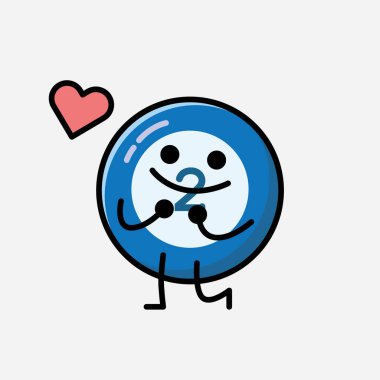 Sevimli Bilardo Topu Maskot Vektör Karakteri 'nin Düz Tasarım Biçimi