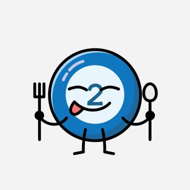 Sevimli Bilardo Topu Maskot Vektör Karakteri 'nin Düz Tasarım Biçimi