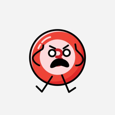 Sevimli Bilardo Topu Maskot Vektör Karakteri 'nin Düz Tasarım Biçimi