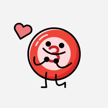 Sevimli Bilardo Topu Maskot Vektör Karakteri 'nin Düz Tasarım Biçimi