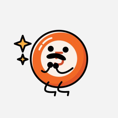 Sevimli Bilardo Topu Maskot Vektör Karakteri 'nin Düz Tasarım Biçimi