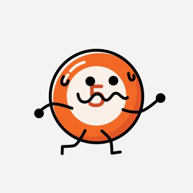 Sevimli Bilardo Topu Maskot Vektör Karakteri 'nin Düz Tasarım Biçimi