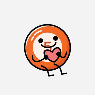 Sevimli Bilardo Topu Maskot Vektör Karakteri 'nin Düz Tasarım Biçimi